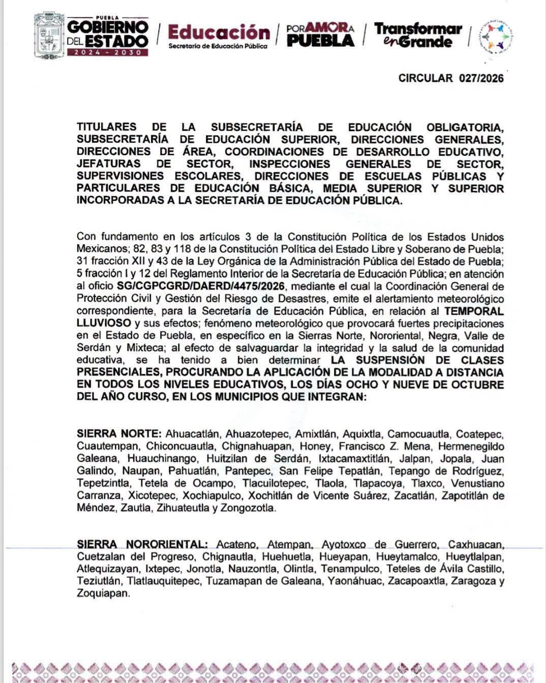 Imagen de la noticia: 🚨 #Aviso | Suspensión de clases por lluvias ⛈️